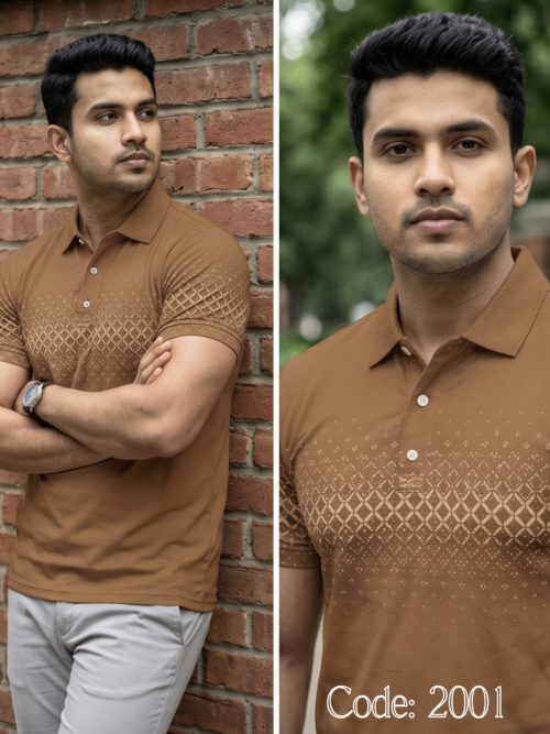 Brown Patterned Polo Shirt