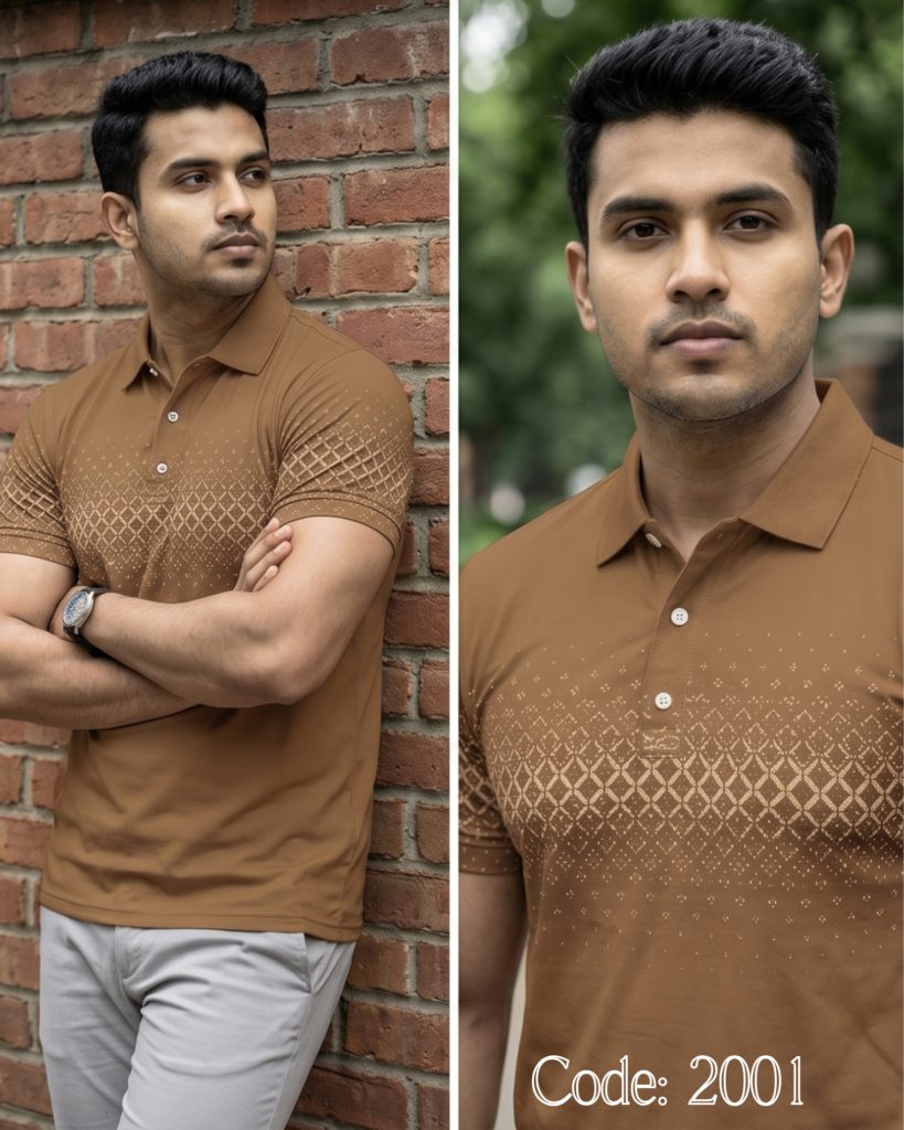 Brown Patterned Polo Shirt